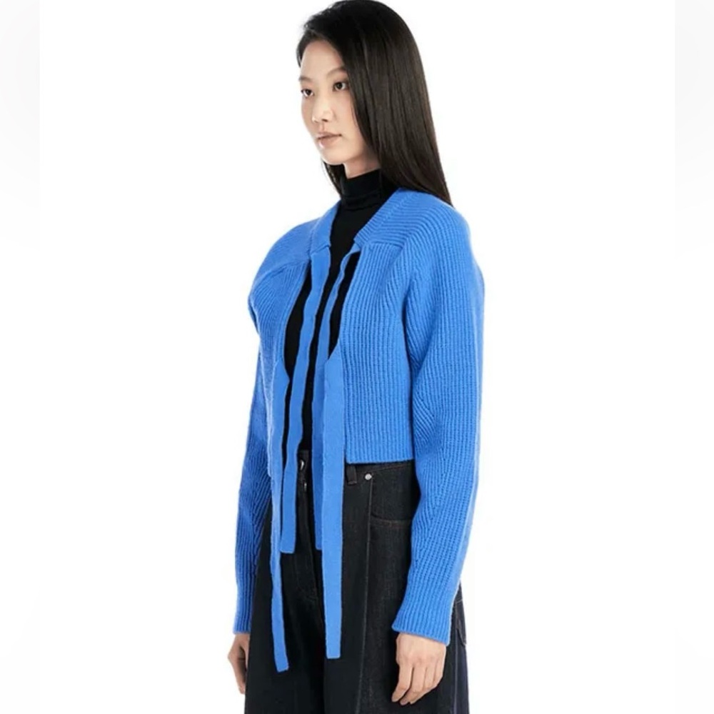 Comgen blue cropped tie sweater